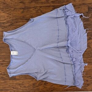 We The Free Lavender Frayed Edge Top